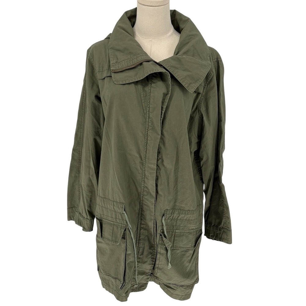 Do & Be Utility Parka Olive Green 100% Cotton Hooded Field Jacket Size M